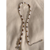 Natural Tigereye Choker Freshwater Pearl Necklace Femme Jewelry
