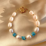 Summer Sky Stone Freshwater Pearl Bracelet Women Fine Jewelry