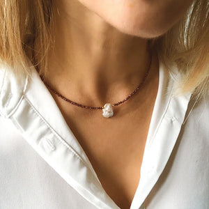 Vintage Crystal Choker Pearl Necklace Jewelry