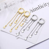 925 Silver Long Fringe Heart Shape Earrings Retro Party Anniversary Gift
