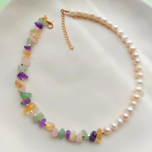 Bohemia Style Choker Necklace with Nature Pearl Beads