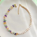 Bohemia Style Choker Necklace with Nature Pearl Beads