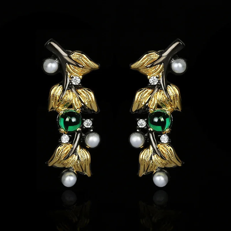 925 Silver Earrings Green Zircon Wedding Jewelry