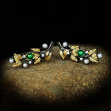 925 Silver Earrings Green Zircon Wedding Jewelry