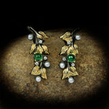 925 Silver Earrings Green Zircon Wedding Jewelry