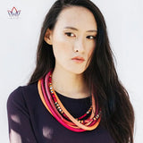Ankara Multistrand Tribal Necklace African Big Bold Chunky Colorful Jewelry