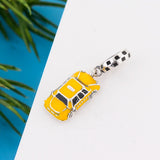 925 Sterling Silver Yellow Taxi Car Pendant Charm for DIY Jewelry Making