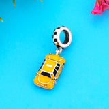 925 Sterling Silver Yellow Taxi Car Pendant Charm for DIY Jewelry Making