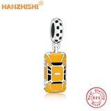 925 Sterling Silver Yellow Taxi Car Pendant Charm for DIY Jewelry Making