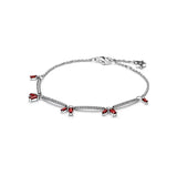 Flame Heart Bracelet 925 Sterling Silver Necklaces DIY Earrings Christams Gift