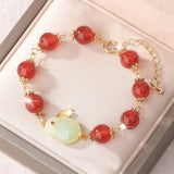 Year Lucky Rabbit Braided Bracelet Chinese Zodiac Rabbit Jade Blessing