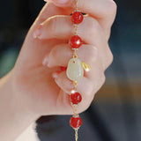 Year Lucky Rabbit Braided Bracelet Chinese Zodiac Rabbit Jade Blessing
