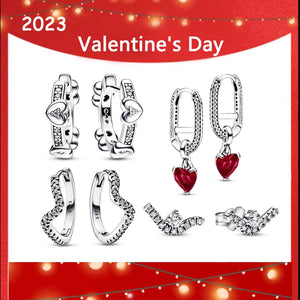 100% 925 Silver Wavy Heart Earrings DIY Jewelry Gift