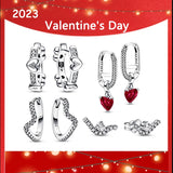 100% 925 Silver Wavy Heart Earrings DIY Jewelry Gift