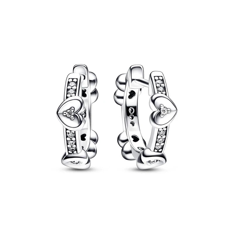 100% 925 Silver Wavy Heart Earrings DIY Jewelry Gift