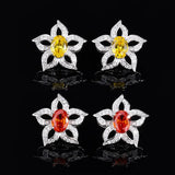 Yellow High Carbon Diamond Petal Flower Earrings Female Jewelry Wedding Gift