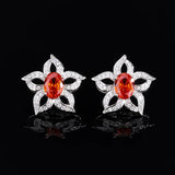 Yellow High Carbon Diamond Petal Flower Earrings Female Jewelry Wedding Gift