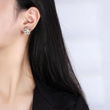 Yellow High Carbon Diamond Petal Flower Earrings Female Jewelry Wedding Gift