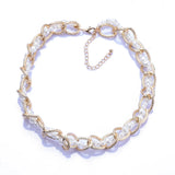 Golden Metal Chains Choker Necklace with Faux Pearl Beads