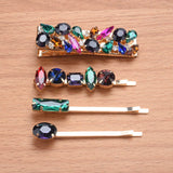 Multicolor Glass Crystal Hair Clips Metal Rhinestone Hairpins