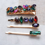 Multicolor Glass Crystal Hair Clips Metal Rhinestone Hairpins