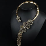 Vintage Baroque Crystal Choker Necklace with Tassel