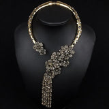Vintage Baroque Crystal Choker Necklace with Tassel