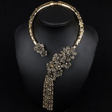 Vintage Baroque Crystal Choker Necklace with Tassel