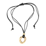 Vintage Metal Round Pendant Necklace for Women
