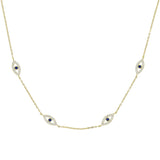 Micro Pave CZ Evil Eye Charm Pendant 925 Sterling Silver Chain Women Necklace