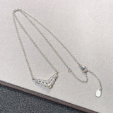 Classic S925 Sterling Silver V-shaped Pearl Diamond Necklace