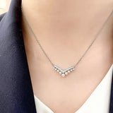 Classic S925 Sterling Silver V-shaped Pearl Diamond Necklace