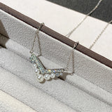 Classic S925 Sterling Silver V-shaped Pearl Diamond Necklace