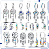 Dream Catcher Feather Earrings 925 Sterling Silver Zircon Stud Earring