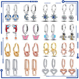 Rose Heart Drop Earrings 925 Silver Women Jewelry Anniversary Gift