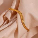 Wave Shape Cuff Bracelet Waterproof Stainless Steel Bangles For Women