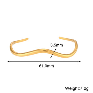 Wave Shape Cuff Bracelet Waterproof Stainless Steel Bangles For Women
