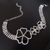 Rhinestone Flower Necklace Exaggerated Choker
