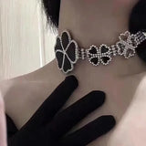 Rhinestone Flower Necklace Exaggerated Choker