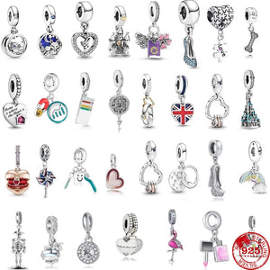 925 Silver Love Heart Pendant Charms for Bracelets