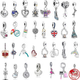 925 Silver Love Heart Pendant Charms for Bracelets