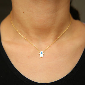 925 Silver Evil Eye Hamsa Hand Charm Necklace