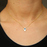 925 Silver Evil Eye Hamsa Hand Charm Necklace