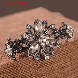 Alloy Hairpins Crab Claw Clip With Crystal Flower Vintage Hair Clip