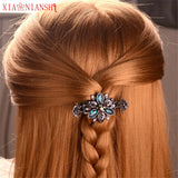 Alloy Hairpins Crab Claw Clip With Crystal Flower Vintage Hair Clip
