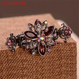 Alloy Hairpins Crab Claw Clip With Crystal Flower Vintage Hair Clip
