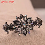 Alloy Hairpins Crab Claw Clip With Crystal Flower Vintage Hair Clip