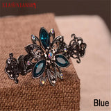 Alloy Hairpins Crab Claw Clip With Crystal Flower Vintage Hair Clip