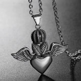 Crown Heart Pendant Gothic 316l Stainless Steel Chain Necklaces For Men