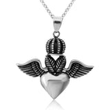 Crown Heart Pendant Gothic 316l Stainless Steel Chain Necklaces For Men